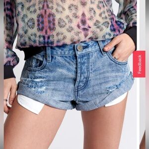 One Teaspoon Fresh Blue Bandit Low Waist Jean Short Size 28